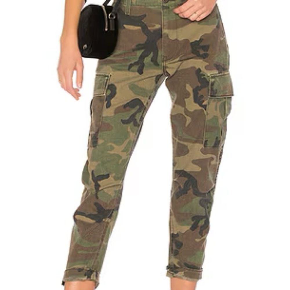 Re/Done Green Camo Cropped Pants